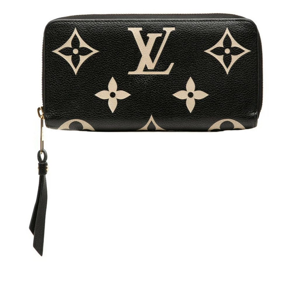Louis Vuitton Monogram Empreinte Bicolor Zippy Wallet Long Black Leather